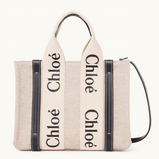 Replica Chloé 5716 dlz1757525385212 Buddha Luxury Replica chloe Small Woody Tote Bag In Canvas With Blue Leather Strips Uk - 5716 - Buddha Luxury