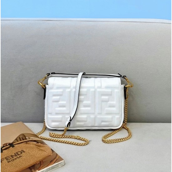 Replica Fendi Small Baguette Bag In White Ff Uk - 7019 - Buddha Luxury