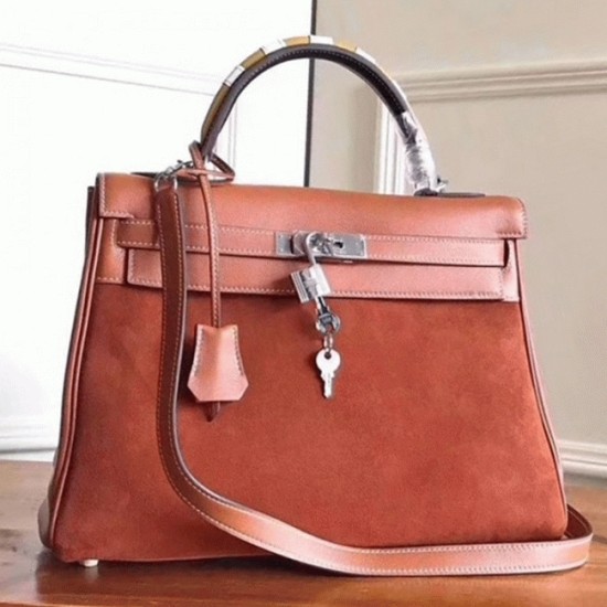 Replica Brown Suedehermes Kelly 32Cm Bag With Zigzag Handle Uk Replica Brown Suedehermes Kelly 32Cm Bag With Zigzag Handle Uk