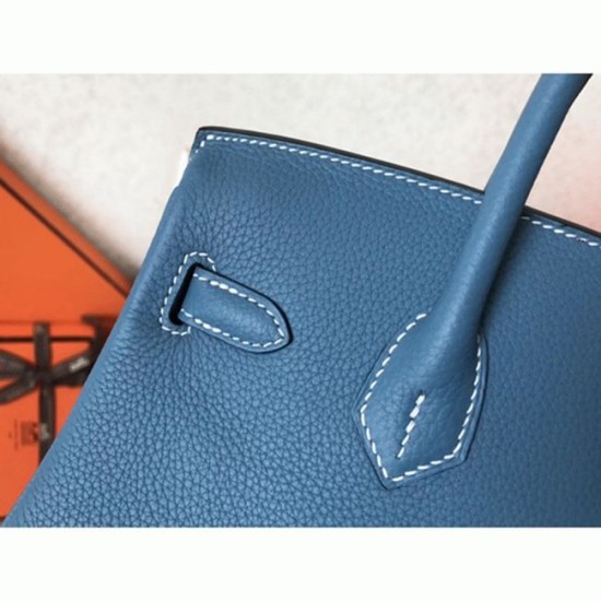 Replica Luxury Hermes Birkin 25Cm Counterfeit In Blue Jean Color Uk - 6186 - Buddha Luxury