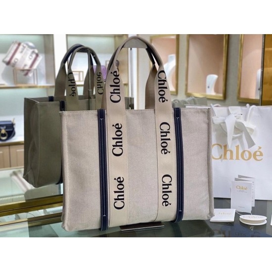 Replica Top Quality Chloe Large Woody Tote Bag In Canvas With Blue Leather Strips Uk Replica Top Quality Chloe Large Woody Tote Bag In Canvas With Blue Leather Strips Uk