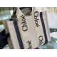 Replica Chloé 5716 dlz1757525385212 Buddha Luxury Replica chloe Small Woody Tote Bag In Canvas With Blue Leather Strips Uk - 5716 - Buddha Luxury
