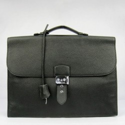 Black Calf Leather Hermes Sac A Depeches 38cm Briefcase UK