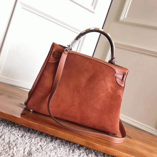 Replica Brown Suedehermes Kelly 32Cm Bag With Zigzag Handle Uk Replica Brown Suedehermes Kelly 32Cm Bag With Zigzag Handle Uk