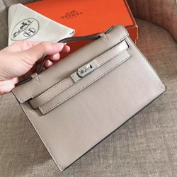 Hermes Grey Swift Top Designer Kelly Pochette Soft Purse Uk