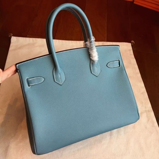 Replica Blue Jean Hermes Birkin 30Cm Handbag Uk - 6546 - Buddha Luxury