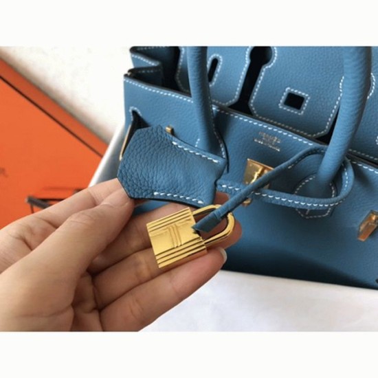 Replica Luxury Hermes Birkin 25Cm Counterfeit In Blue Jean Color Uk - 6186 - Buddha Luxury
