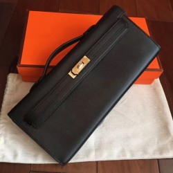 Black SwiftHermes Kelly Cut Clutch Elegant Clutch UK