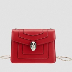 Red Leather Bvlgari Serpenti Forever Imitation Small Crossbody Bag UK