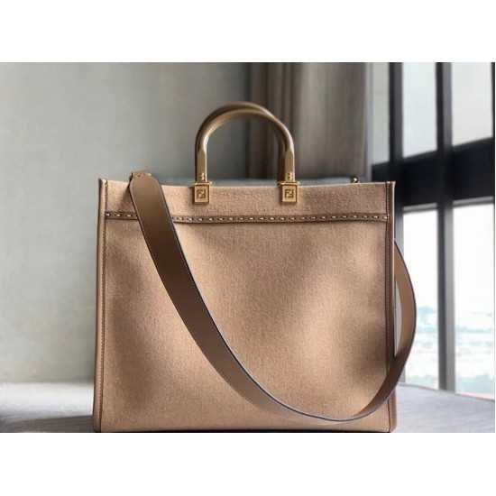 replica Top QualityFendi Sunshine Medium Tote Bag In Brown Flannel UK