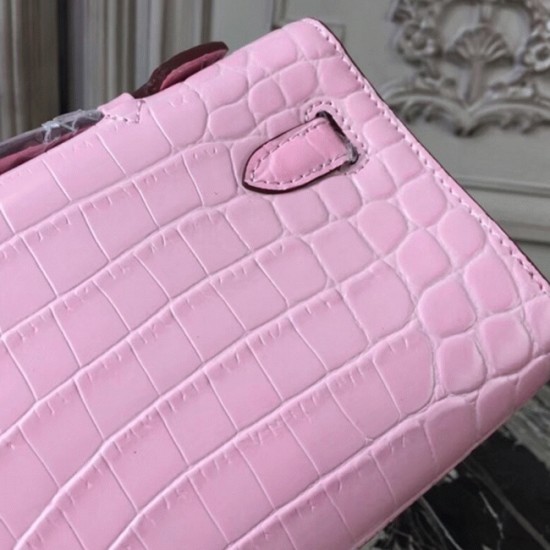 Replica Pink Crocodile Hermes Kelly Cut Clutch Feminine Tote Uk - 6462 - Buddha Luxury