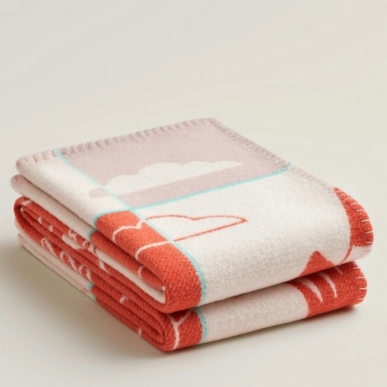 Replica Faux Hermes Avalon Epopee Blanket In Mandarine Wool And Cashmere Uk