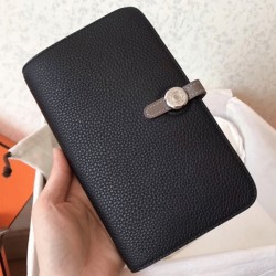 Black taupe knockoff Hermes Dogon duo wallet UK