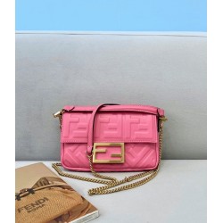 Top Quality Faux Fendi Small Baguette Bag In Pink FF UK