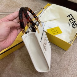 Top Quality Fendi Mini Sunshine Shopper Bag In White Leather UK Top Quality Fendi Mini Sunshine Shopper Bag In White Leather UK