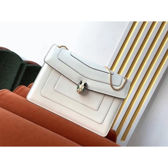 replica Bvlgari Serpenti Forever Large Shoulder Bag White Calfskin UK