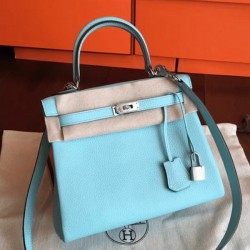 Blue Atoll Clemence Hermes Kelly 25cm Retourne Handbag UK
