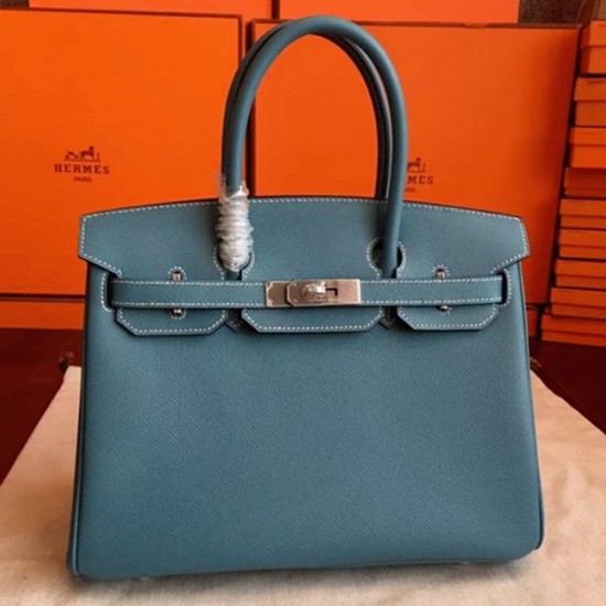 Replica Blue Jean Hermes Birkin 30Cm Handbag Uk - 6546 - Buddha Luxury