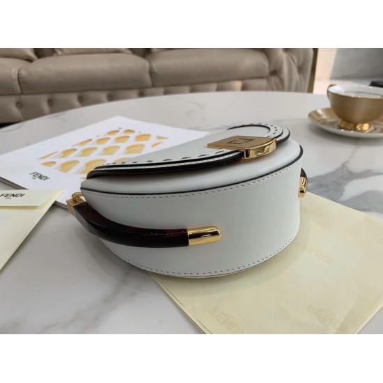 Replica Fendi 7072 dlz1757524782104 Buddha Luxury Replica Faux Fendi Moonlight Saddle Bag In White Calfskin Uk - 7072 - Buddha Luxury