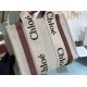 Replica Chloe Small Woody Tote Bag In Canvas With Camel Leather Strips Uk - 5701 - Buddha Luxury