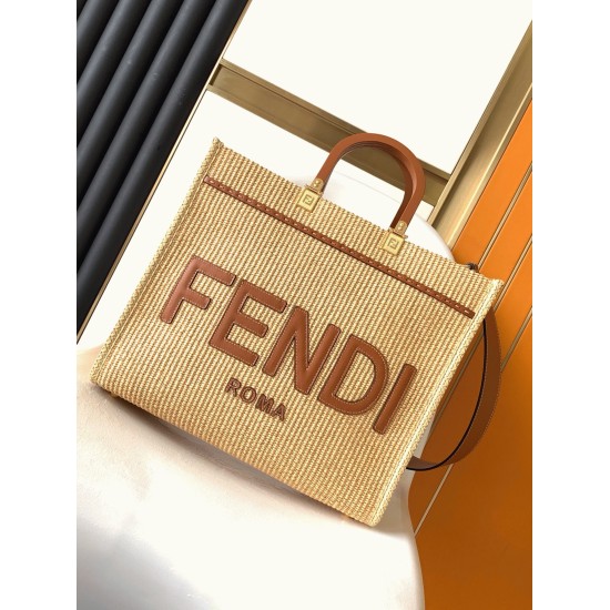Replica Fendi Sunshine Medium Tote Bag In Natural Straw Uk - 7027 - Buddha Luxury
