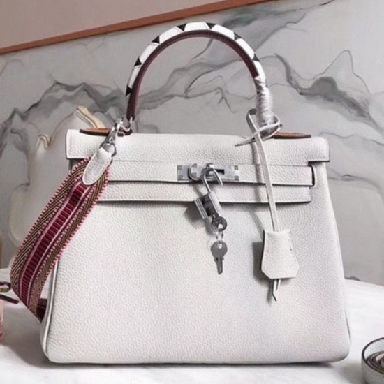Replica White Hermes Kelly 28cm Knockoff Bag with Zigzag Handle UK replica White Hermes Kelly 28cm Knockoff Bag with Zigzag Handle UK