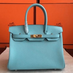 Blue Atoll Color Faux Designer Hermes Birkin 35cm Handbag UK