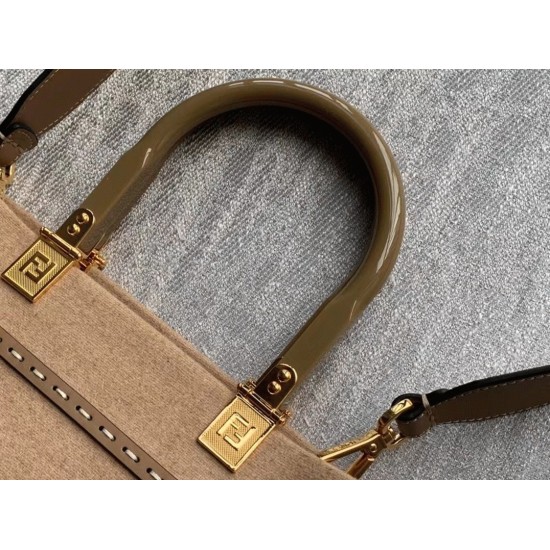 replica Top QualityFendi Sunshine Medium Tote Bag In Brown Flannel UK