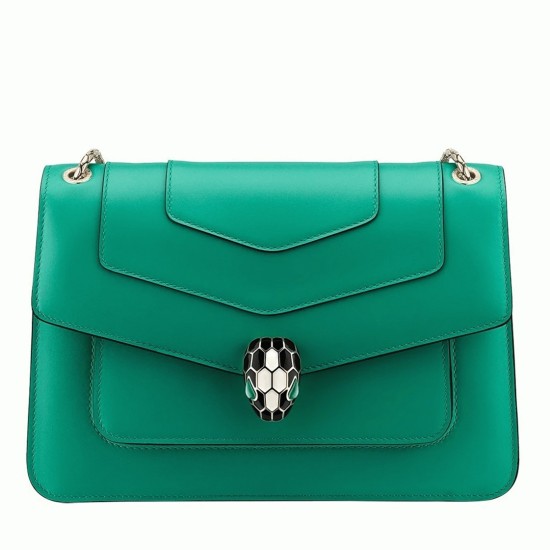 Replica BVLGARI 4928 dlz1757525998529 Buddha Luxury Replica Bvlgari Serpenti Forever Medium Shoulder Bag Green Calfskin Uk - 4928 - Buddha Luxury