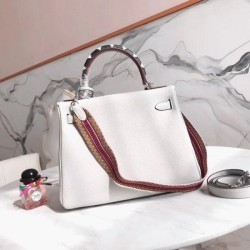 White Hermes Kelly 28cm Knockoff Bag with Zigzag Handle UK White Hermes Kelly 28cm Knockoff Bag with Zigzag Handle UK
