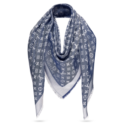 MONOGRAM DENIM SHAWL IN BLUE UK