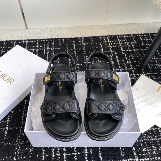 replica DI0RACT SANDALS BLACK QUILTED CANNAGE CALFSKIN - CDS17 UK
