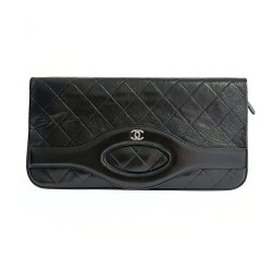 CLUTCH BAG BLACK LAMBSKIN UK
