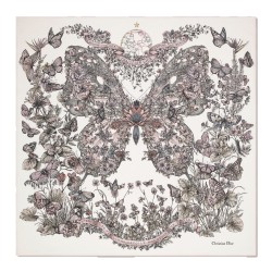 BUTTERFLY AROUND THE WORLD 90 SQUARE SCARF IN WHITE/LIGHT PINK UK