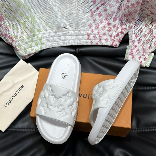 replica WATERFRONT MULE SLIDES IN WHITE - LVS76 UK