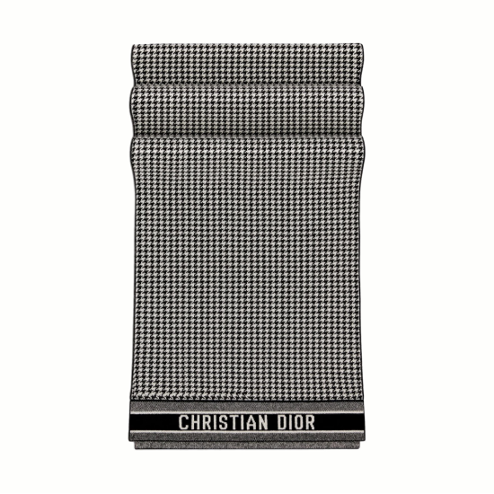replica 30 MONTAIGNE SCARF BLACK AND WHITE BLENDED CASHMERE KNIT UK