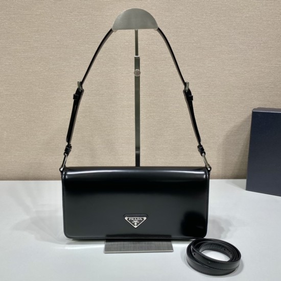 Replica Prada Women CrossBody and Shoulder Brushed Leather Femme Bag Black Uk