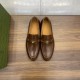 replica LEATHER LOAFERS WITH INTERLOCKING G IN BROWN - GC379 UK