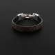 Angled perspective of L Men's Links Bracelet in Brown Angled perspective of the L Men's Links Bracelet in Brown on dark background