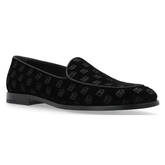Replica LOGO VELVET LEATHER LOAFERS IN BLACK - GD239 UK replica LOGO VELVET LEATHER LOAFERS IN BLACK - GD239 UK