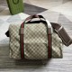 replica MEDIUM DUFFLE BAG WITH WEB BEIGE AND EBONY SOFT GG SUPREME UK