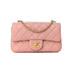 Chanel Lambskin Quilted Mini Cc Pearl Crush Rectangular Flap In Pink As1787 Uk