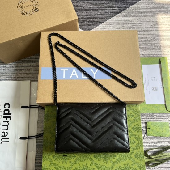 replica GG MARMONT MINI WALLET ON CHAIN IN BLACK UK
