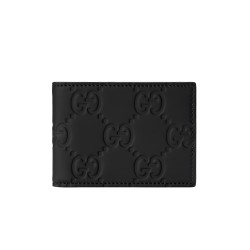 Gg Rubber-Effect Bi-Fold Wallet Black Formen Uk