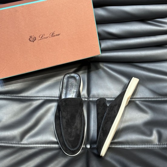 replica BABOUCHE WALK SUEDE BACKLESS LOAFER IN BLACK - LR57 UK