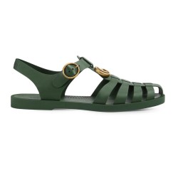 Rubber Buckle Strap Sandals In Green - Gcs8 Uk