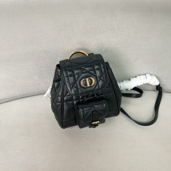 Replica Dior 13234 DFR#13943 Buddha Luxury Replica Small Caro Backpack Black Macrocannage Lambskin Uk - 13234 - Buddha Luxury