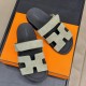 Hermes Chypre Sandals In Green Jade Top-Down View Hermes Chypre Sandals In Green Jade top-down view