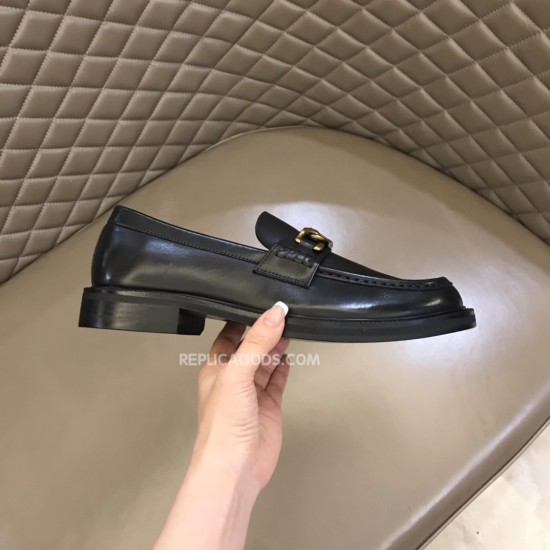 Replica LOGO PLAQUE LEATHER LOAFERS IN BLACK - VL98 UK replica LOGO PLAQUE LEATHER LOAFERS IN BLACK - VL98 UK