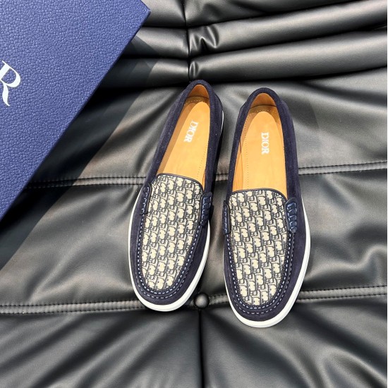 Replica GRANVILLE LOAFERS NAVY BLUE SUEDE WITH BEIGE AND BLACK OBLIQUE JACQUARD - CD218 UK replica GRANVILLE LOAFERS NAVY BLUE SUEDE WITH BEIGE AND BLACK OBLIQUE JACQUARD - CD218 UK